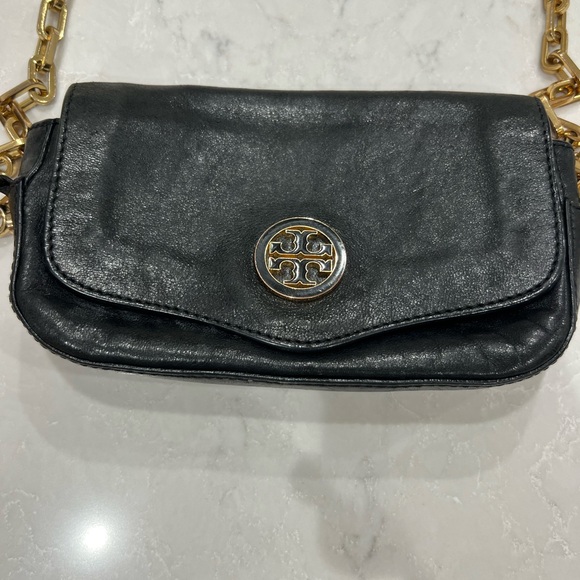 Tory Burch Mini Robinson Black Leather Crossbody Purse - Picture 3 of 7